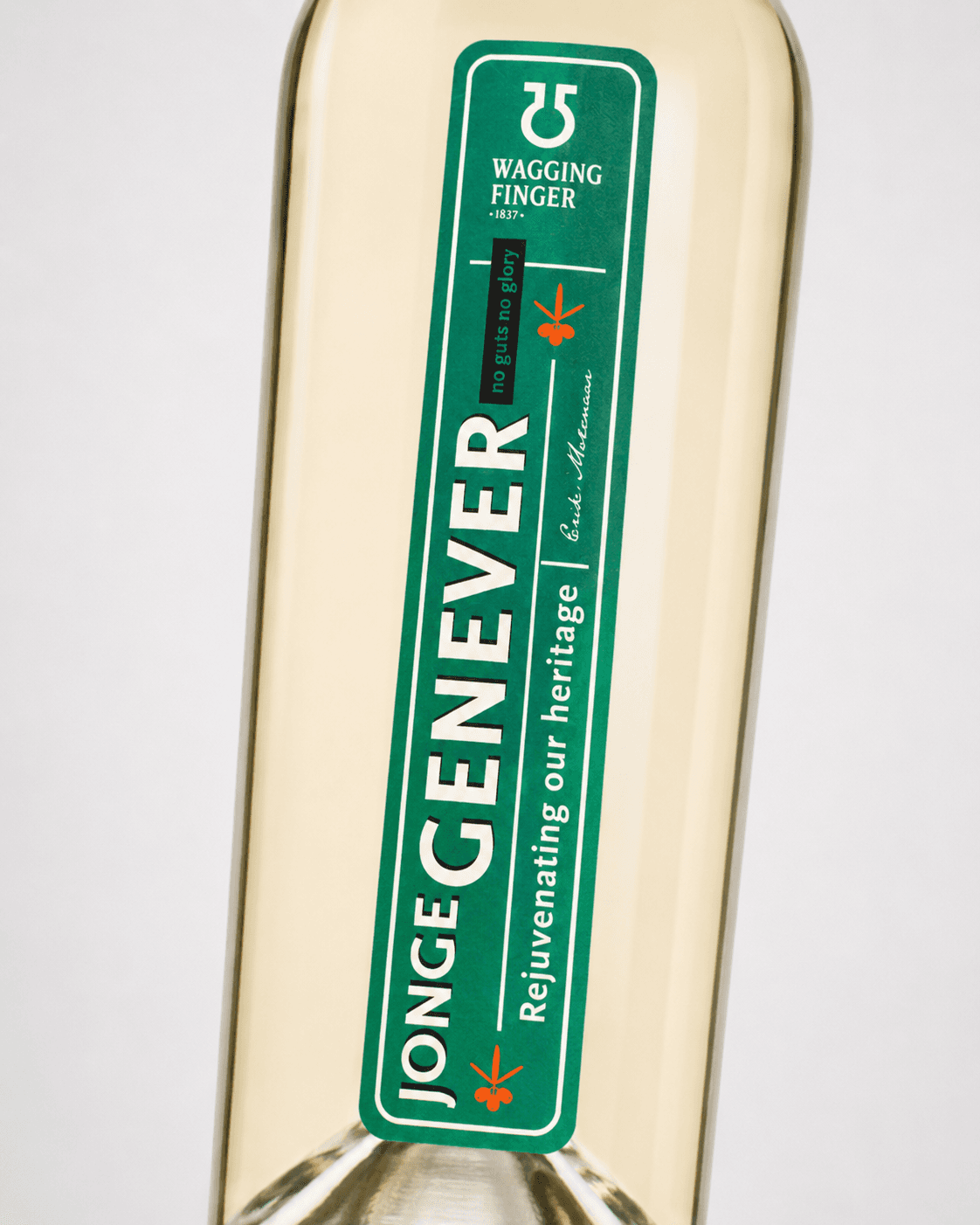 Wagging Finger Jonge Genever — achterlabel