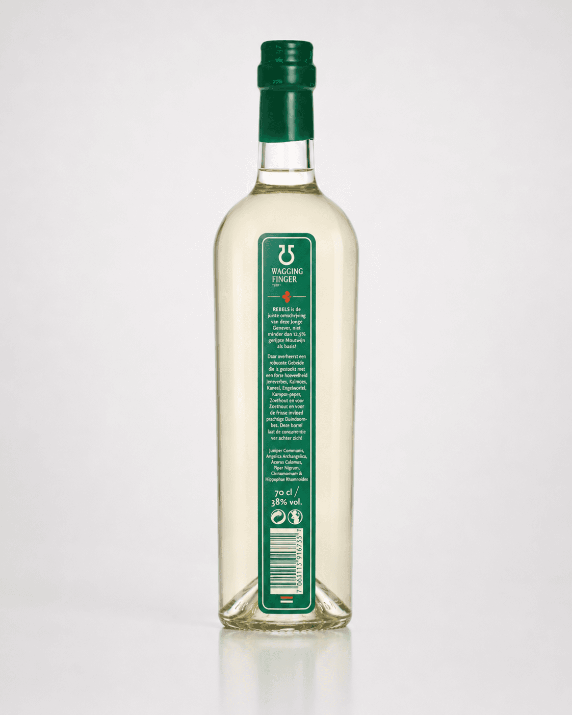 Wagging Finger Jonge Genever — label