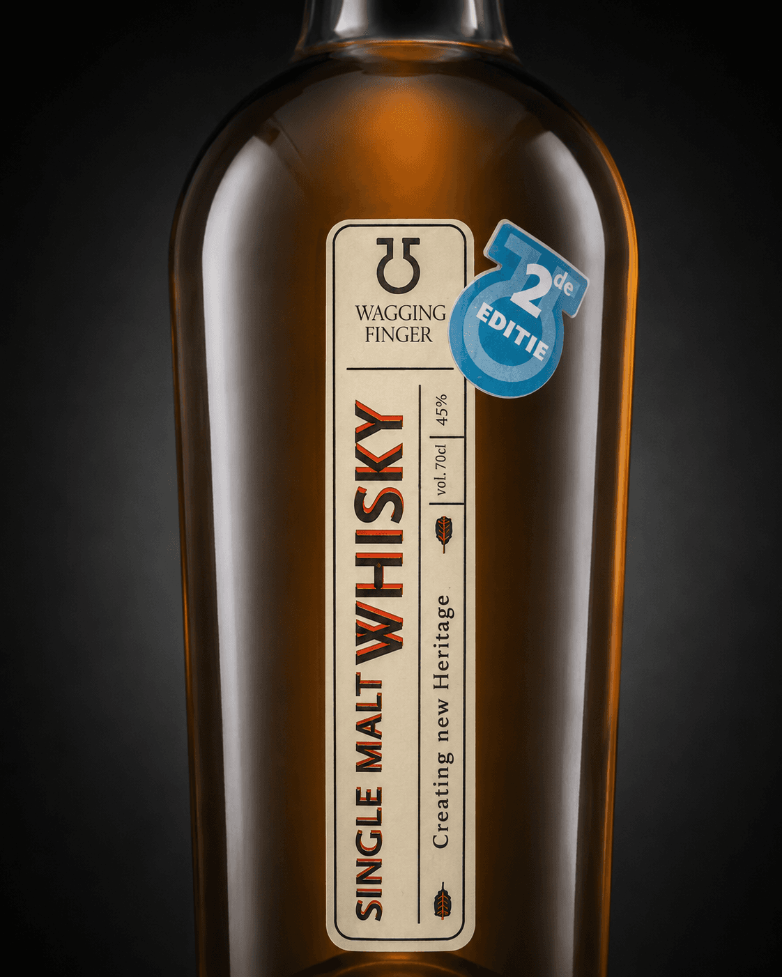 Wagging Finger Single Malt Whisky 2e editie — label