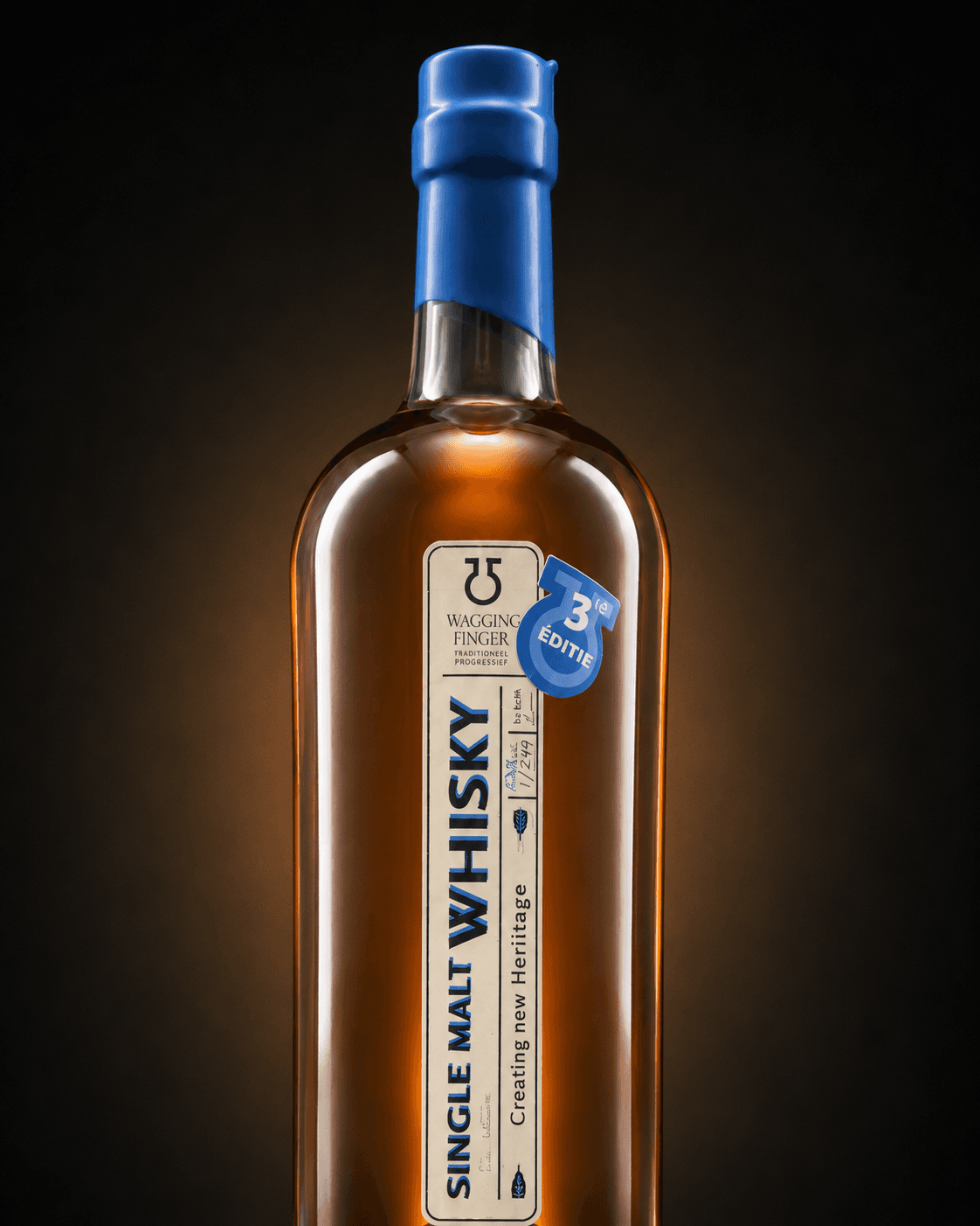 Wagging Finger Single Malt Whisky 3e editie — label